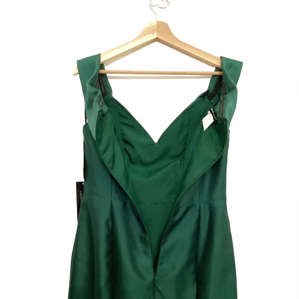 NWT Alfred Sung Off-the-Shoulder Gown Size 8 in Green Satin - Picture 11 of 15